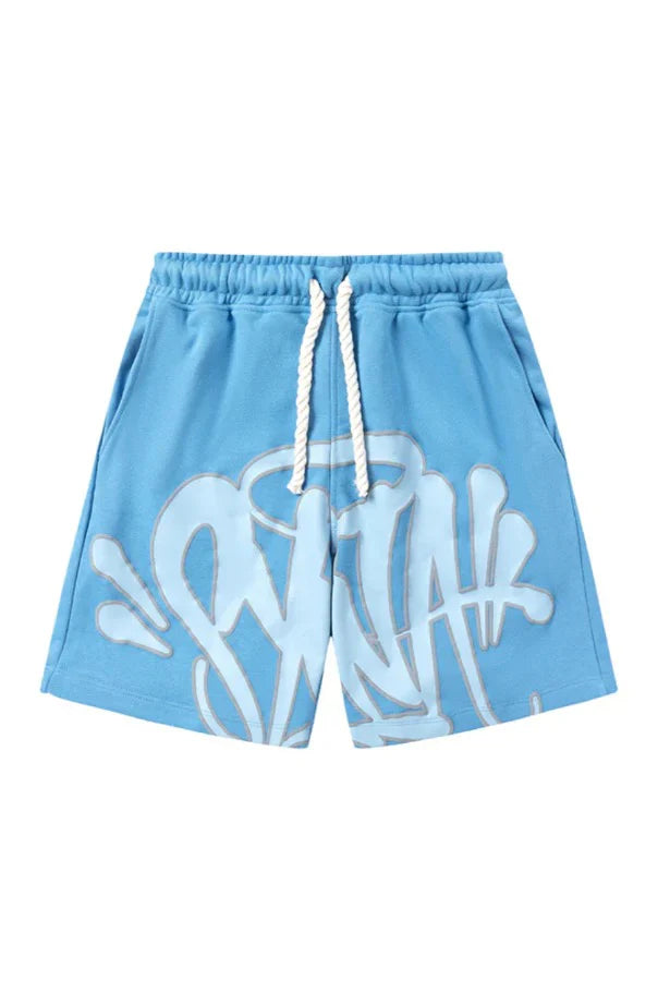 "Graffiti" Shorts Set Babyblau