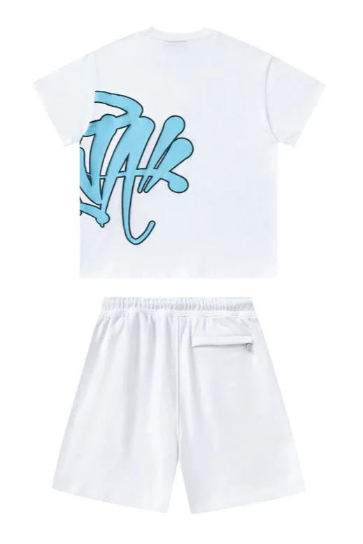 "Graffiti" Shorts Set Blau