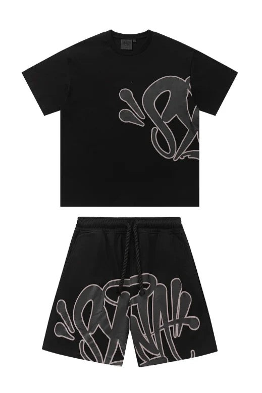 "Graffiti" Shorts-Set schwarz
