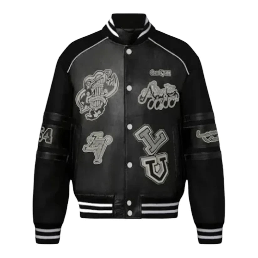 Schwarze Collegejacke „LV“